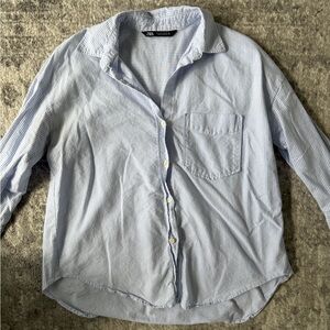 Zara Blue & White Striped Button Down Shirt